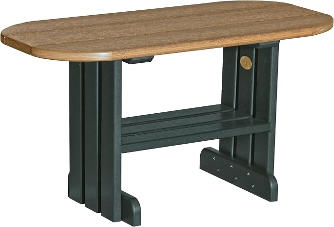 LuxCraft Poly Outdoor Coffee Table, Oval Patio Table with Shelf, Weather Resistant Low Tables for Adirondack Chairs & Outdoor Seating - Amish Made in USA (Antique Mahogany & Black)