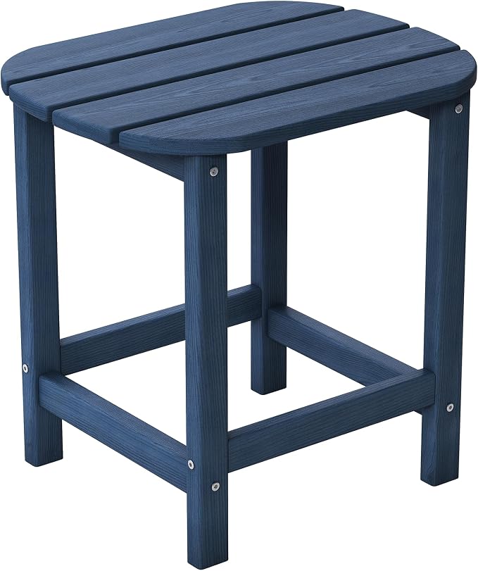 Outdoor Adirondack Side Table for Patio Porch Pool, 18" HDPE Weather Resistant End Table for Backyard and Indoor Use, Easy Maintenance & Indoor Outdoor Durable Construction(Navy Blue)