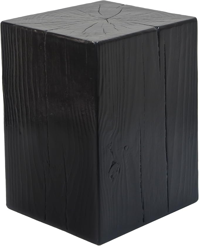 Patio End Table, Square, Black, 18 Inch