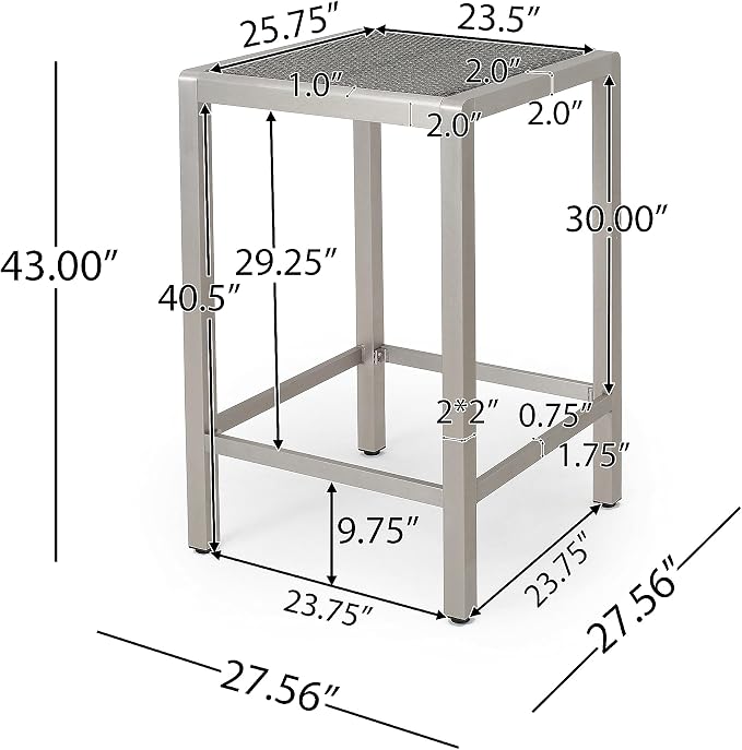Christopher Knight Home Cape Coral Outdoor Wicker Bar Table, Grey