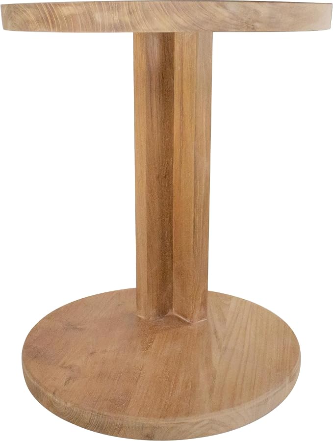 Nordic Teak C-Shaped Side Table – Solid Natural Teak Wood End Table for Sofa or Bed – Minimalist Scandinavian Design, Handcrafted, Space-Saving, Durable & Water-Resistant