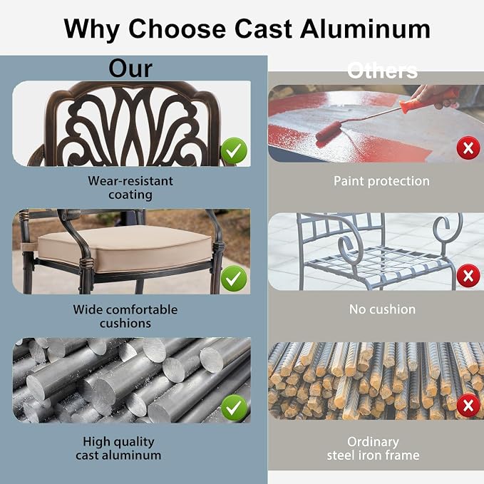 9-Pcs Cast Aluminum Patio Dining Set with 8 Swivel Chairs,Bronze | Outdoor Furniture Set Include 87" Oval Dining Table and 8 Swivel Chairs with Cushions & Umbrella Hole