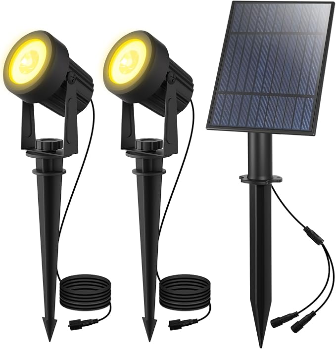 T-SUN Solar Spotlights Outdoor Waterproof, 2-in-1 Solar Landscape Spotlights LED Garden Spot Lights for Yard Tree Garden Pond Pool Area (Warm White)