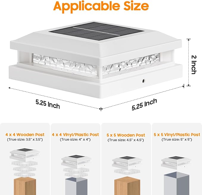 Solar Post Lights Outdoor 12-Pack, 2 Lighting Modes 16 LEDs Solar Post Cap Lights for 4x4 4.5x4.5 5x5 Vinyl Wooden Posts Waterproof, Fence Light Solar Powered for Deck Fence Yard Porch, White