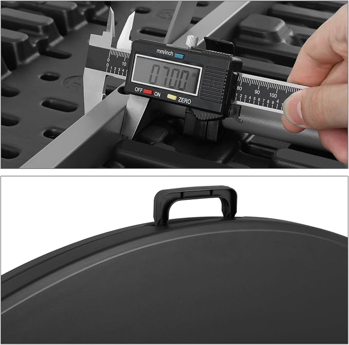 Magshion 60" Round Folding Table, 5 Feet Bi-Folding Plastic Commercial Dining Card Table w/Carrying Handle for Outdoor Wedding Party Event Picnic, Black