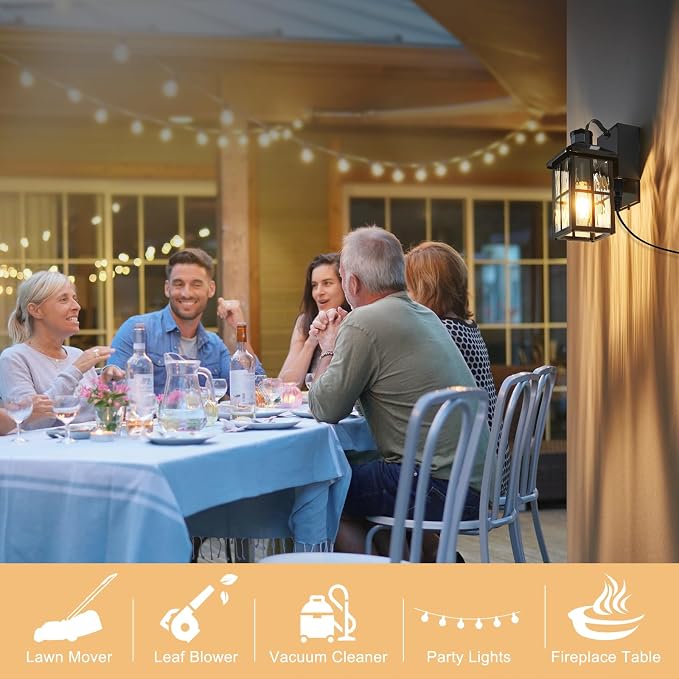 Porch Lights with GFCI Outlet with Remote | Dusk to Dawn Motion Sensor Outdoor Light, Upgraded 4 Lighting Modes Exterior Fixture Outside Lights for House Patio Garage