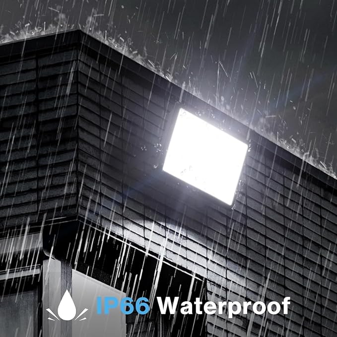 Olafus 2 Pack 300W LED Flood Light Outdoor, Super Bright Outside Floodlights with Plug, IP66 Waterproof 6500K Daylight White Exterior Security Light for Yard Stadium Lawn Barn