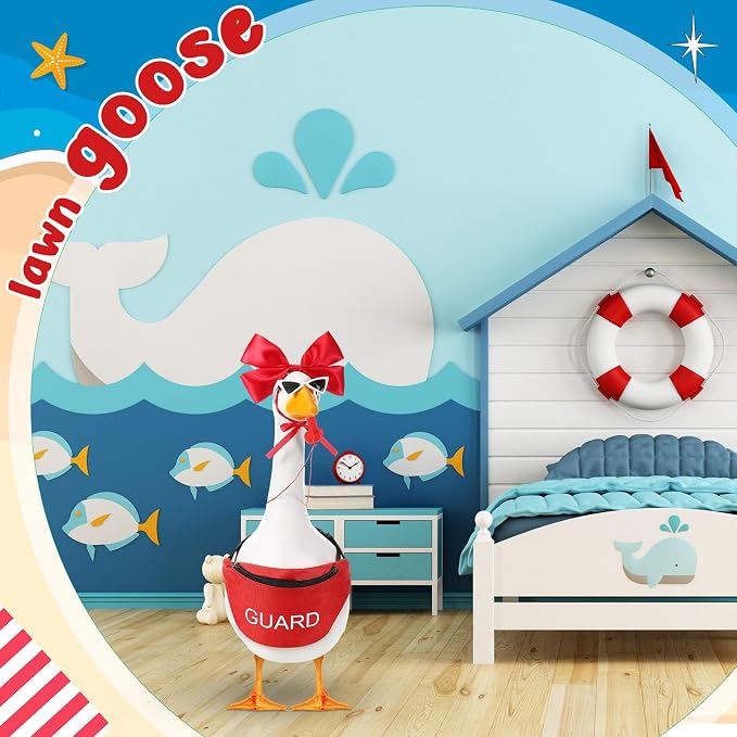 Bikini Porch Goose Outfits with Sunglasses and Swimming Tube for 23" Summer Goose Costume Garden Patio Statue Decor(Coach)