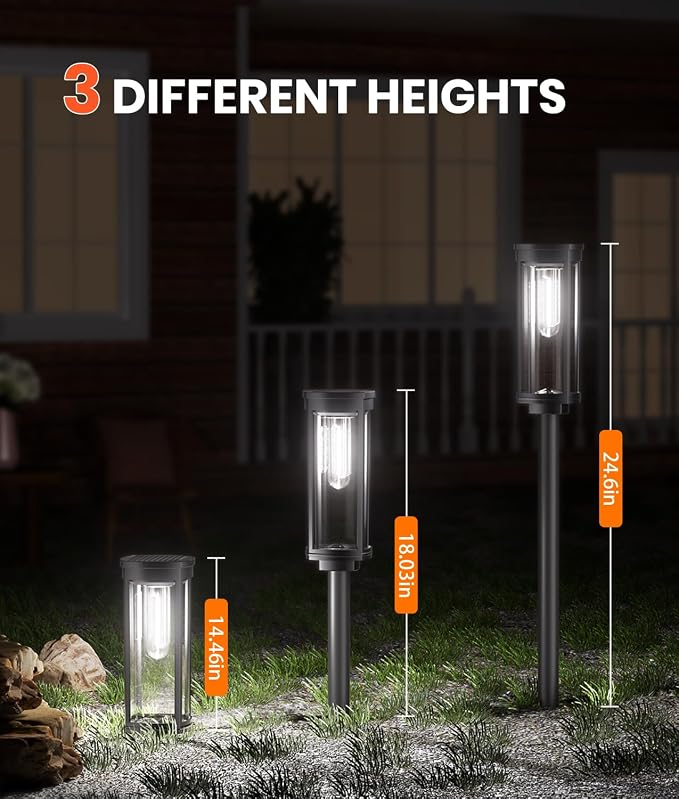 NEWMESSI 4 Pack Solar Pathway Lights Outdoor, Modern Super Brightness LED Path IP65 Waterproof Garden Lights Solar Powered Landscape Lighting for Outside Yard Garden Driveway Walkway