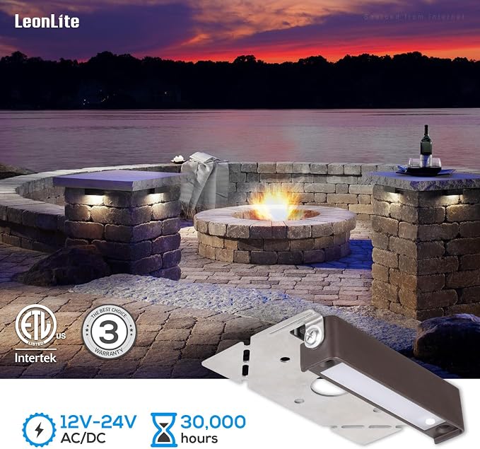 LEONLITE 8-Pack 4 Inch LED Hardscape Lighting, 1W/2W/3W, 5000K Daylight | Update Dimmable Retaining Wall Lights, Low Voltage Landscape Lighting, 12-24V AC/DC Paver Light, Outdoor Step Lights, ETL