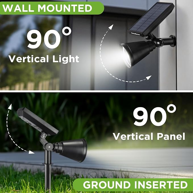 InnoGear Solar Spot Lights, Outdoor Solar Lights Solar Spotlights Flag Pole Light Waterproof Landscape Lighting Outside for Flag Uplighting Backyard Patio Pathway Statue Palm Tree Sign, White