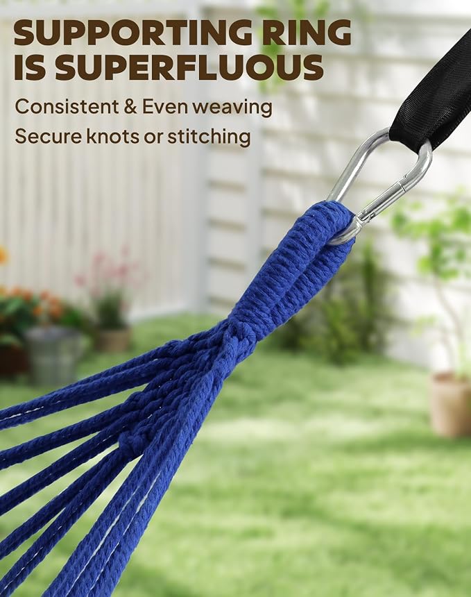 ANYOO Cotton Hammocks Portable Hammock with Tree Straps Easy Setup Indoor/Outdoor Hanging Bed 550lb Capacity Perfect for Backyard Camping Travel