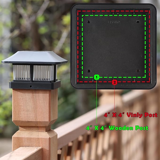 Dynaming 4x4 Solar Post Cap Lights Outdoor with 2 Color Modes, Fence Post Solar Lights Black Shell Brightness SMD LED Lantern Lamps Waterproof for Garden Deck Patio, Fit Wooden/Vinyl Posts, 12 Pack