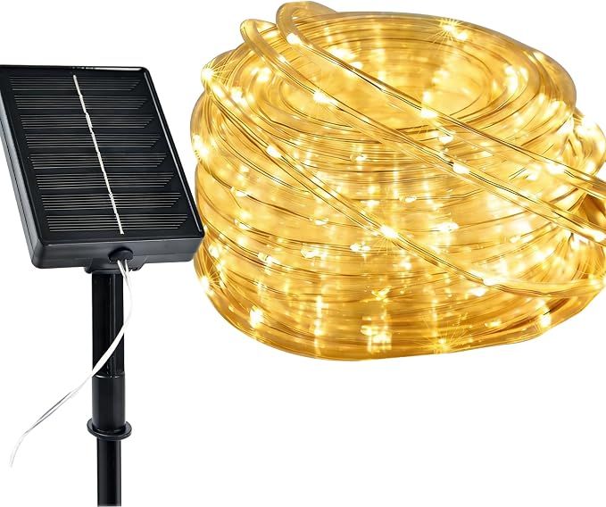 MERRIMAX M Solar Rope Lights Outdoor, 72FT 200LED Solar String Lights with 8 Lighting Modes, Waterproof Solar Powered Fairy Lights for Party Garden Yard Home Holiday Tree Decoration, Warm White