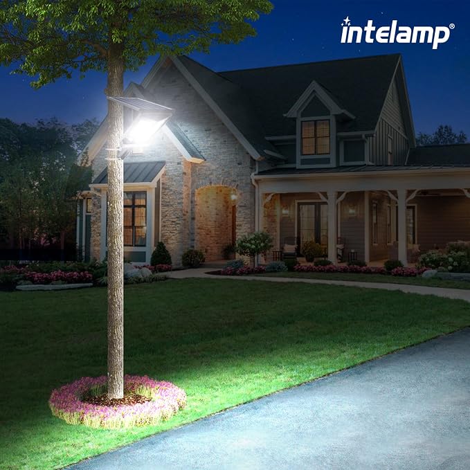 Solar Street Lights Outdoor Waterproof 3000LM 12500mAh Dual Sensor | Security Flood Light with Remote, PIR Motion Sensor, Dusk to Dawn Linkable Streetlight for Driveway, Parking Lot & Yard
