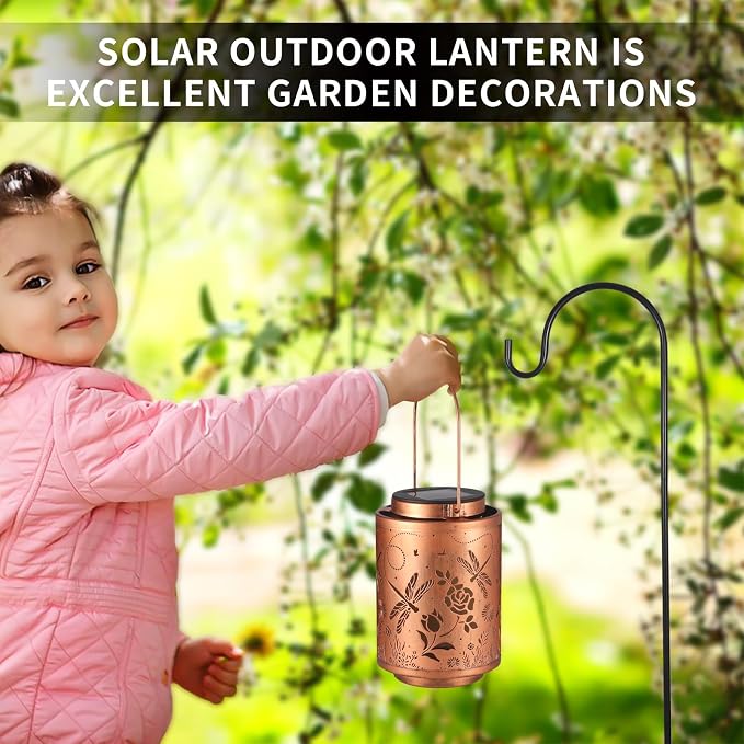 Solar Outdoor Lanterns, Dragonfly Garden Decor LED Light Hanging Waterproof Solar Lantern Birthday Gifts for Women Mon Grandma Sunflower Solar Lights Outdoor Decoration for Patio | Solar Lantern Birthday Gifts for Women Mon Grandma Sunflower Solar Ligh...
