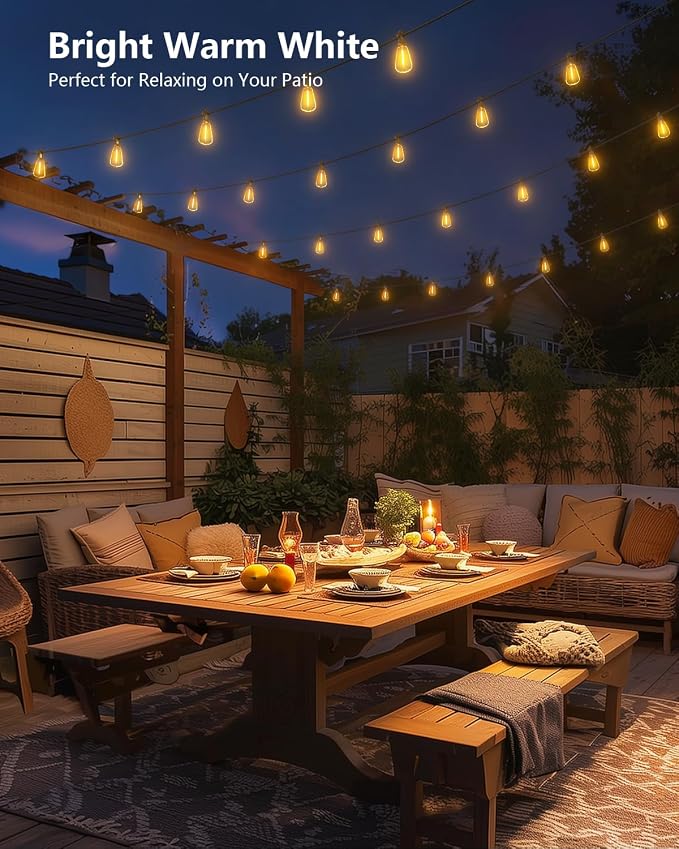 Brightown 38FT Solar String Lights Outdoor, 15+1 Shatterproof LED Lights | Waterproof, Remote Control, Dimmable, Timer, 3 Light Modes, Commercial Grade Patio Lights for Garden, Backyard, Party Decor