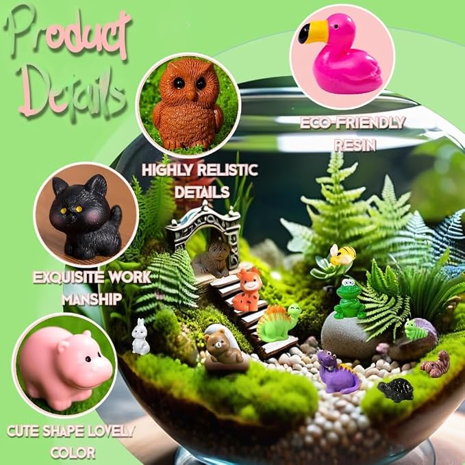 70 Styles Mini Tiny Resin Animals for Fairy Garden, Mini Landscape, Dollhouse Accessories, DIY Crafts, Easter Scatter, Terrarium & Home Decor