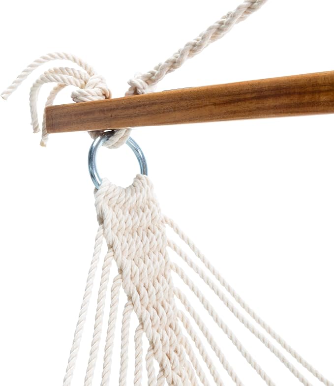 Original Pawleys Island Bella Dura Cushioned Single Swing – Clock Out Indigo, Oak Spreader Bar, 350 lb Capacity, 24 in. x 24 in., Handcrafted in The USA