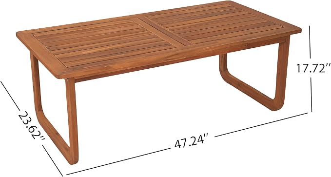 Christopher Knight Home Myra Acacia Wood Outdoor Loveseat and Coffee Table Set, 2 Piece Patio Furniture Set with Cushions, Patio Conversation Set with Slatted Design for Backyard, Teak + Beige