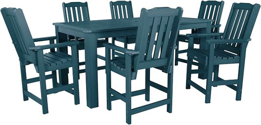 Highwood AD-ST7LH2CO5BA-NBE Lehigh 7pc Rectangular Counter Height Dining Set 84" x 42", Nantucket Blue