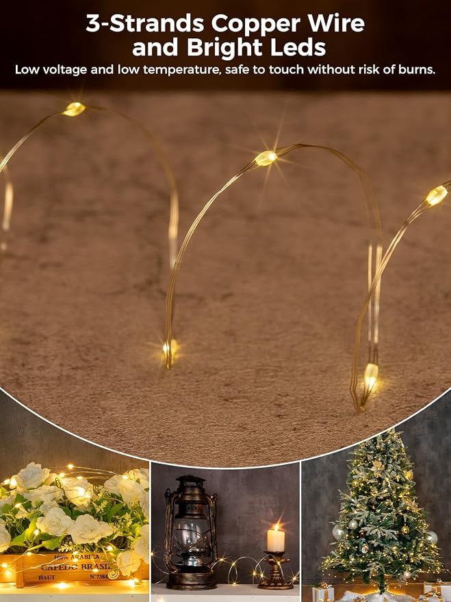 Solar String Lights for Outside,200FT 600 LEDs Solar Fairy Lights,Waterproof 8 Modes Button Outdoor String Light for Patio Garden Backyard Tree Wedding Christmas,Silver Wire,Warm White
