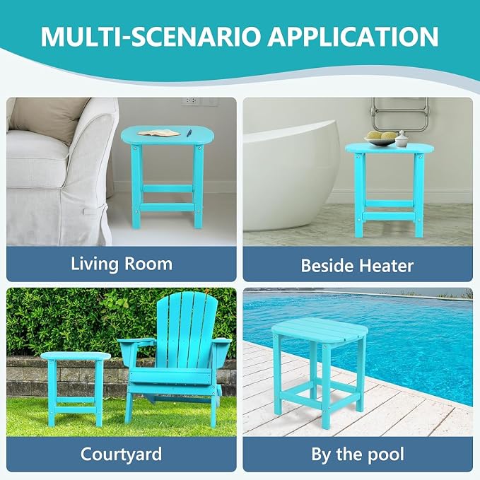 Adirondack Square Outdoor Side Table,2-Tier Storage Patio Side Table with Weatherproof HDPE Material Low
