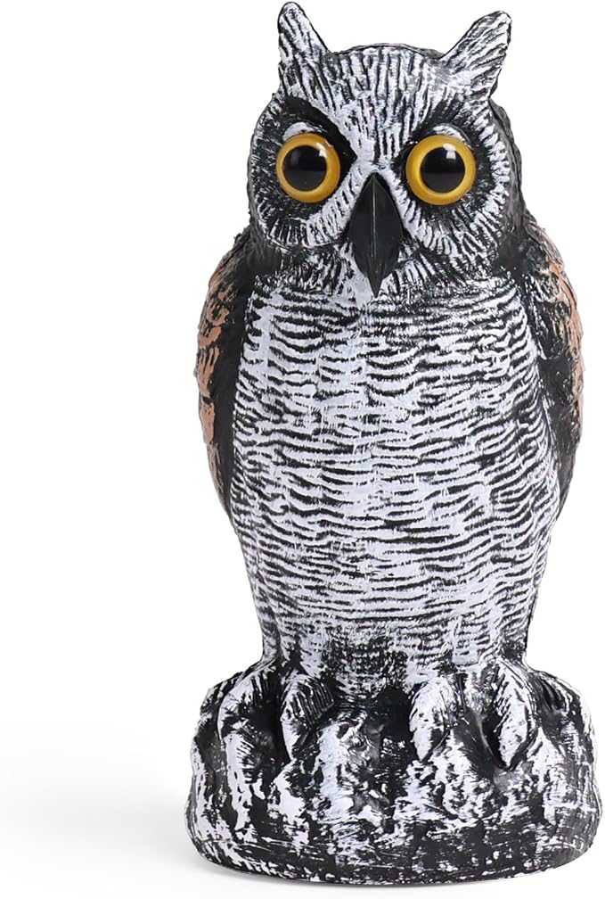 OFFO Fake Owl, Owl Statue for Garden and Yard Decoration, Weatherproof Plastic Outdoor Owl Decor for Porch Pool Patio Yard, 8-Inch Height, Short Ear Owl