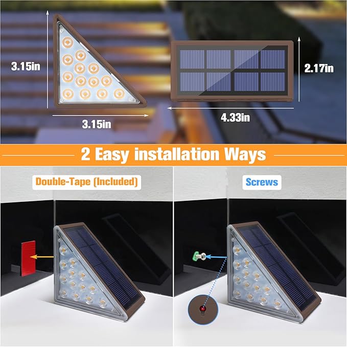 VOLISUN Solar Step Lights Outdoor Waterproof, LED Outdoor Stair Lights | Solar Step Light for Outside, Deck Light Decor for Stair,Front Porch and Patio(Brown,6 Pack)