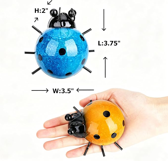 Metal Garden Wall Art Decorative Set of 4 Cute Ladybugs Outdoor Wall Sculptures