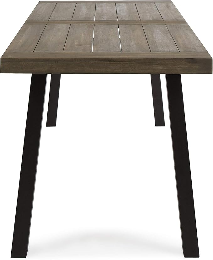 Christopher Knight Home Della Outdoor Acacia Wood Dining Table with Metal Legs, Grey Finish / Rustic Metal