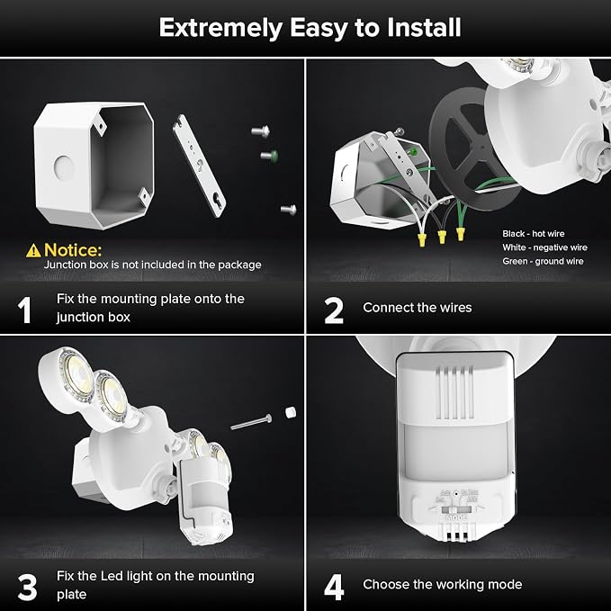 SANSI 40W 5000 LM LED Motion Sensor Outdoor Lights | 5000K Daylight Super Bright, Dusk to Dawn, Security Lights, Flood Light Outdoor, Garage, Yard, IP65, 72FT, ETL Listed
