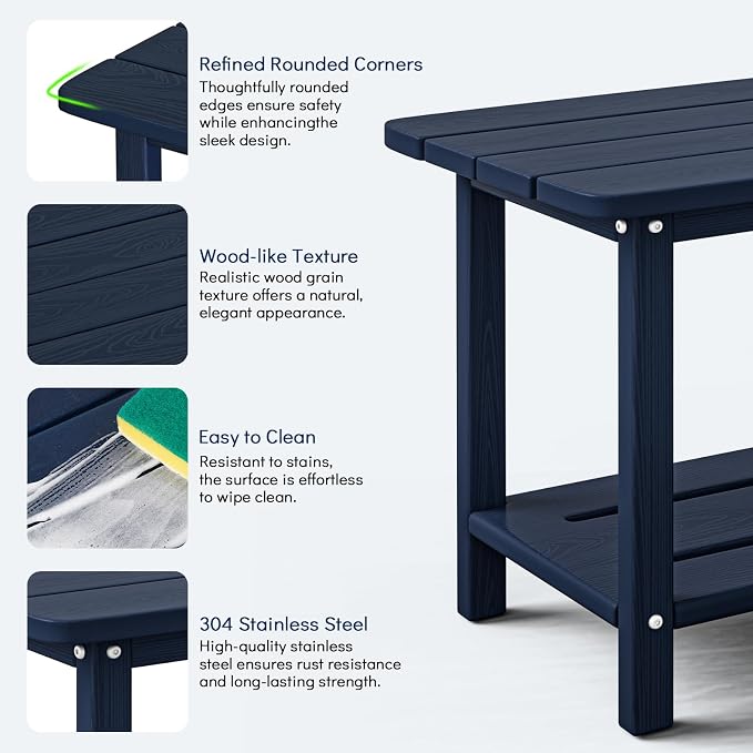 nevilywood 2-Tier End Table, Navy Blue