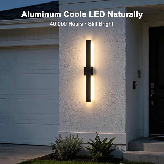 LamQee Aluminum 32 in Long Outdoor Wall Light Fixture, 3000K Integrated LED | Waterproof IP65, Modern Exterior Lights, Linear Outdoor Sconce, Wall Mount Outside Lighting, for House Porch Patio Garage