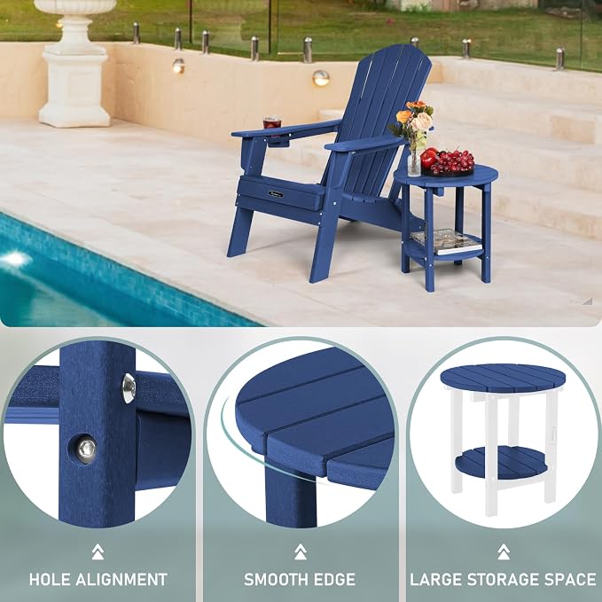 FUNBERRY Outdoor Adirondack Side Table Set of 2, Patio End Tables | 2-Tier, HDPE All Weather, No Rot or Rust or Crack, UV Fade Shield, Save Space, Easy-Clean for Indoor or Outdoor