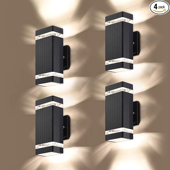 LMP LED Outdoor Wall Light, Aluminum IP65 Waterproof Porch Lights | Up and Down,3000K 5W G10 Bulbs Included,ETL Certified, Outside Wall Exterior Lighting Fixtures for House, Front Door, Garage