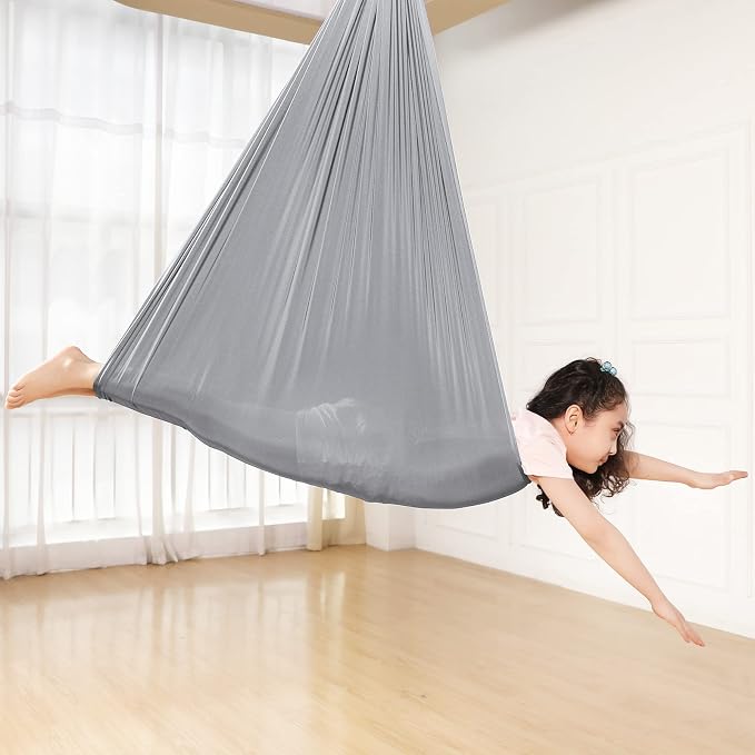Kids Sensory Therapy Swing Hammock Children's Swing Hammock Indoor Elastic Cuddle Pod Swing for Autism Boys Girls with ADHD SPD Asperger's Sensory Integration Special Needs (Grey)