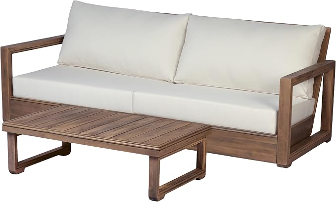 Christopher Knight Home 5-Piece Patio Furniture Set, Acacia Wood Outdoor Patio Sofa Set with 2 Swivel Rocking Chairs, 3-Seater Couch, Coffee Table & Side Table, Deep Seat Patio Conversation Set, Brown