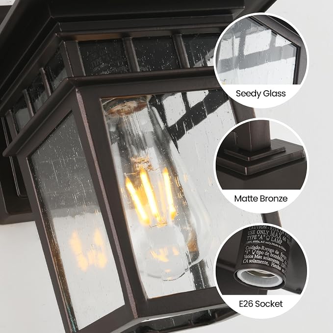 Outdoor Light Wall Mount Exterior Wall Sconces Set of Two Brown
