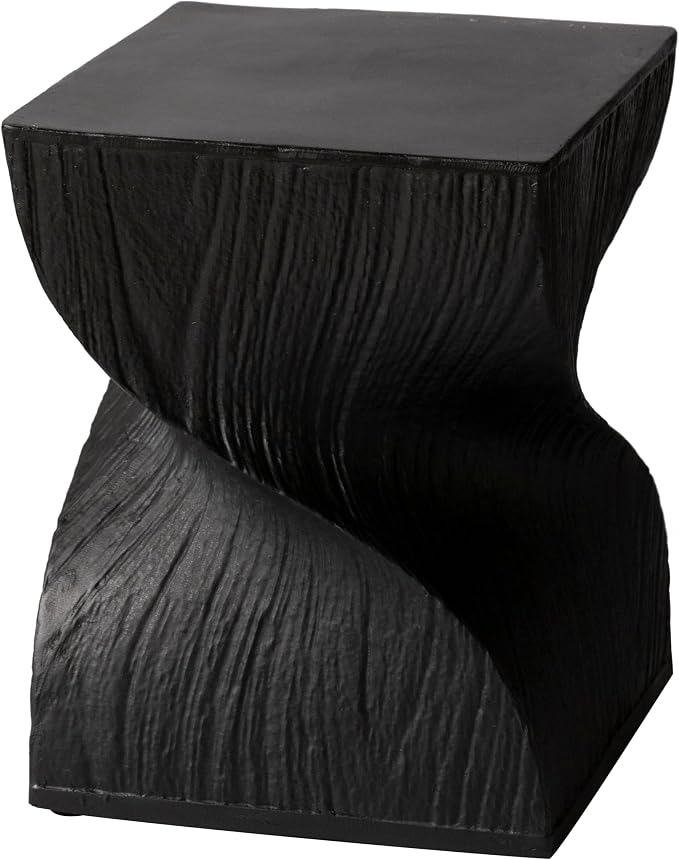 LeisureMod Modern Square Side Table, Accent End Table for Home, Outdoor Patio, Living Room Sofa, Night Stand, Weather-Resistant, Onyx Series in Black