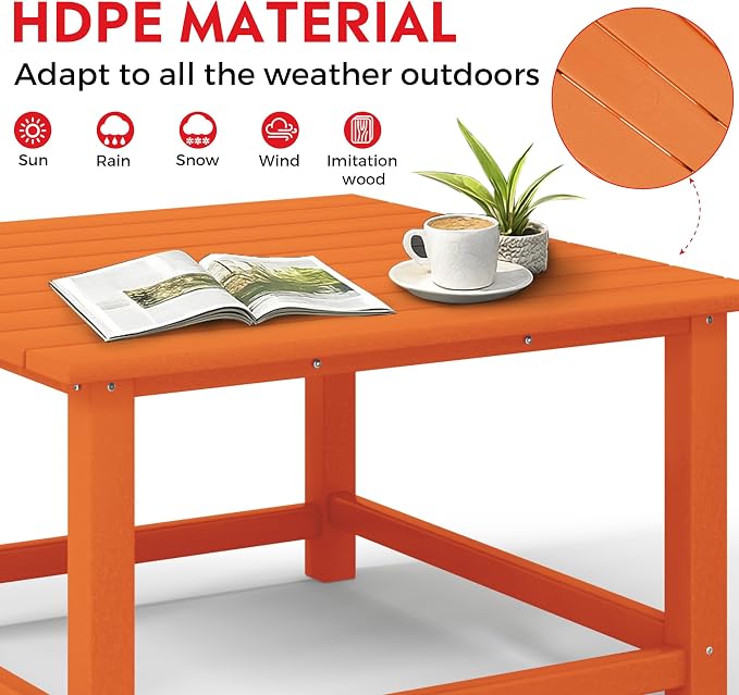 Costaelm Outdoor Kids Table, Toddler Dinner Table Baby Desk Outdoor Childrens Party Tables for Arts & Crafts, Snack Time, Multi-Activity Desk for Ages 2-8 in Classroom/Outside, Orange