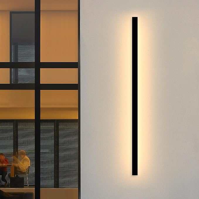 Modern Outdoor Wall Lights - 70.8inch Black Exterior Light Fixtures Wall, Porch Lights Outdoor Wall Sconce, Patio Long Strip Wall Light Fixtur Outside for Garage, House