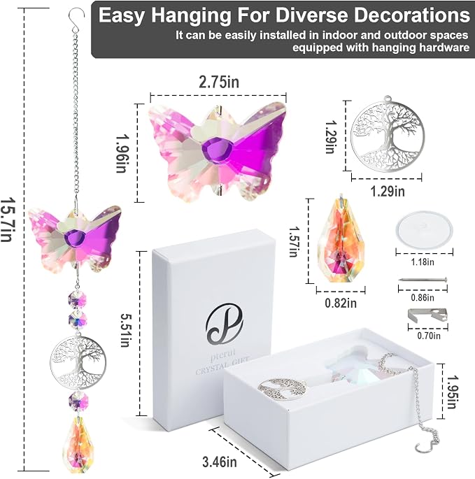 Unique Memorial Sympathy Gifts for Loss Loved One,Bereavement Gift Idea Crystal Rainbow Maker Butterfly Suncatcher in Remembrance Gifts for Grief Sorry for You Loss Mum Dad