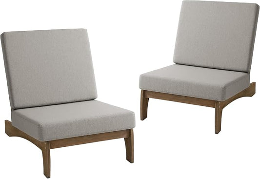 Pia Ricoo Patio Chairs Set of 2, Heavy Duty Wood Patio Furniture Set with Thick Cushions, Bistro Set All-Weather Outdoor Chairs for Balcony, Deck, Poolside, Porch - Light Camel