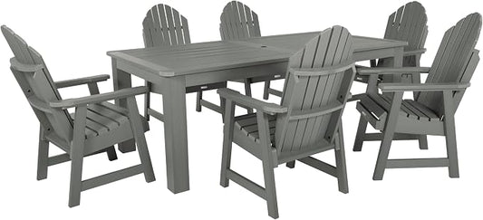 Highwood Hamilton Adirondack 7pc Dining Set, 84" x 42", Dining Height, Coastal Teak
