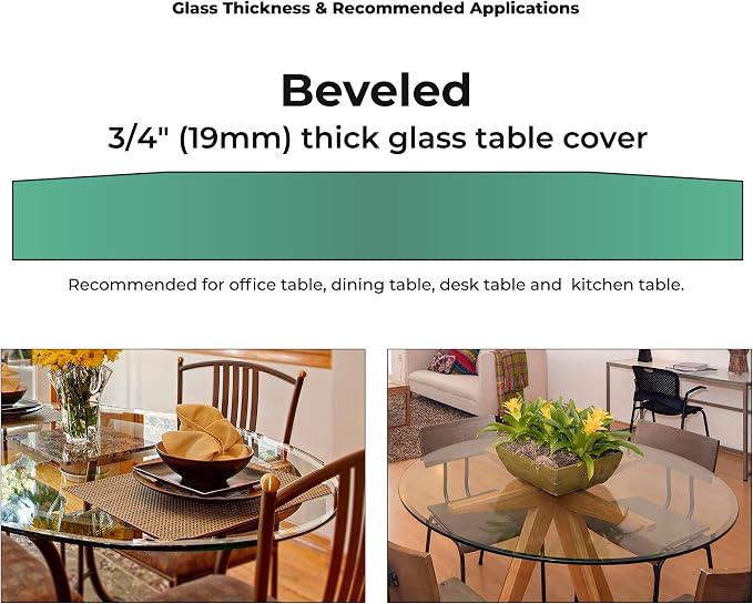 24" Inch Round Glass Table Top 3/4" Thick Tempered Beveled Edge by Fab Glass and Mirror