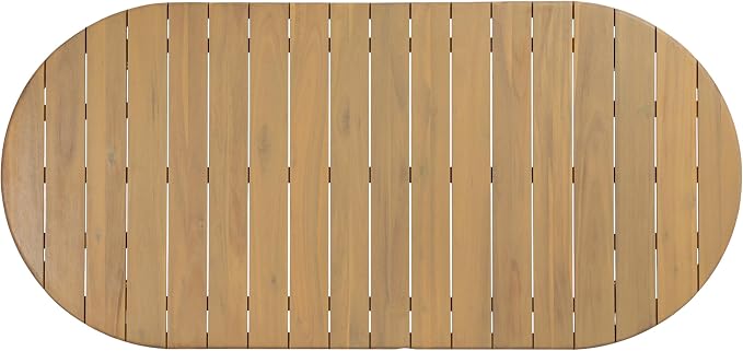 Christopher Knight Home Linda 70.67" Outdoor Dining Table, Solid Acacia Wood Patio Table for Patio Furniture Set, Modern Dining Table with Slat Panel Oval Top for Deck Garden Backyard, Light Teak