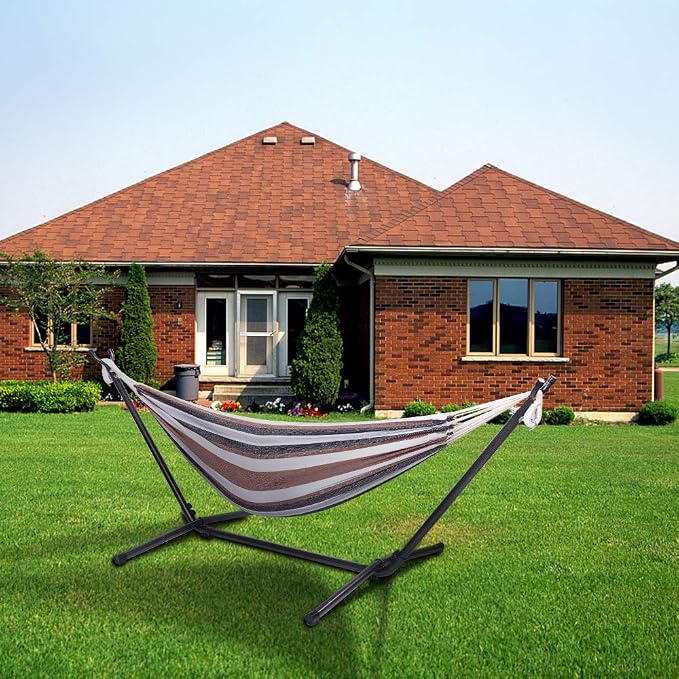 Camping Hammock with Stand, Portable Hammock with Stand, Outdoor Hammock Heavy Duty Hammock Bed 250lbs Capacity Travel Bed with Carrying Case for Backpacking, Travel, Beach, Backyard, Patio, Hiking