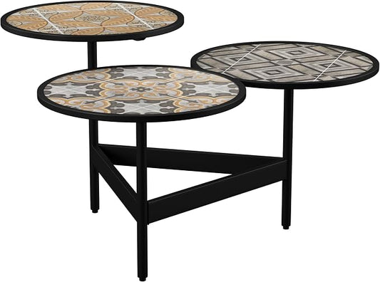 SEI Outdoor Patio Furniture - Lorengo Outdoor 3-Tier Cocktail Table - Transitional Design Multi Iron - Ideal for Patio, Backyard (OD1129100)