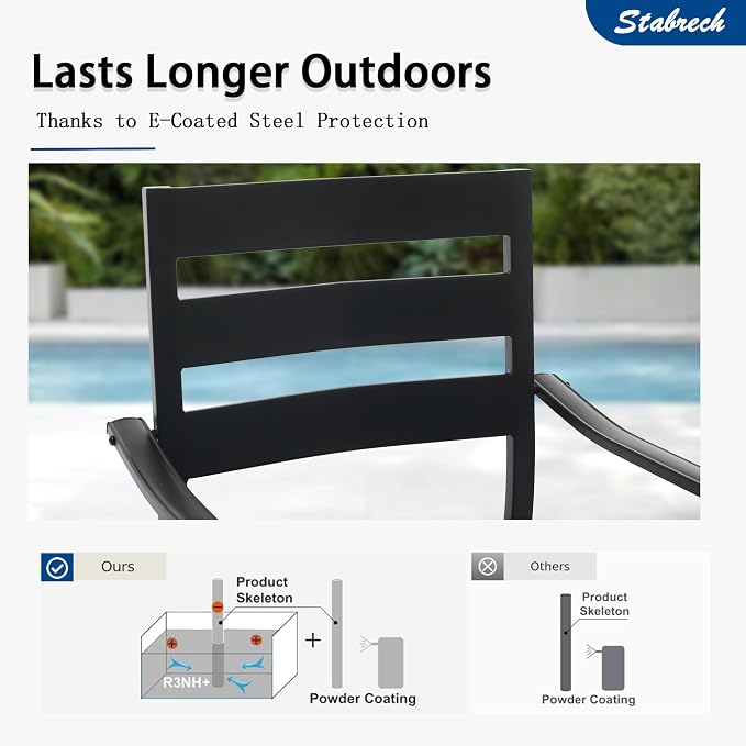 9 Pieces Outdoor Dining Set for 8, 60" Black Metal Round Outdoor Dining Table and 8 Black Metal Stackable Patio Chairs with Arm, Patio Table and Chairs Set for Lawn Garden Backyard